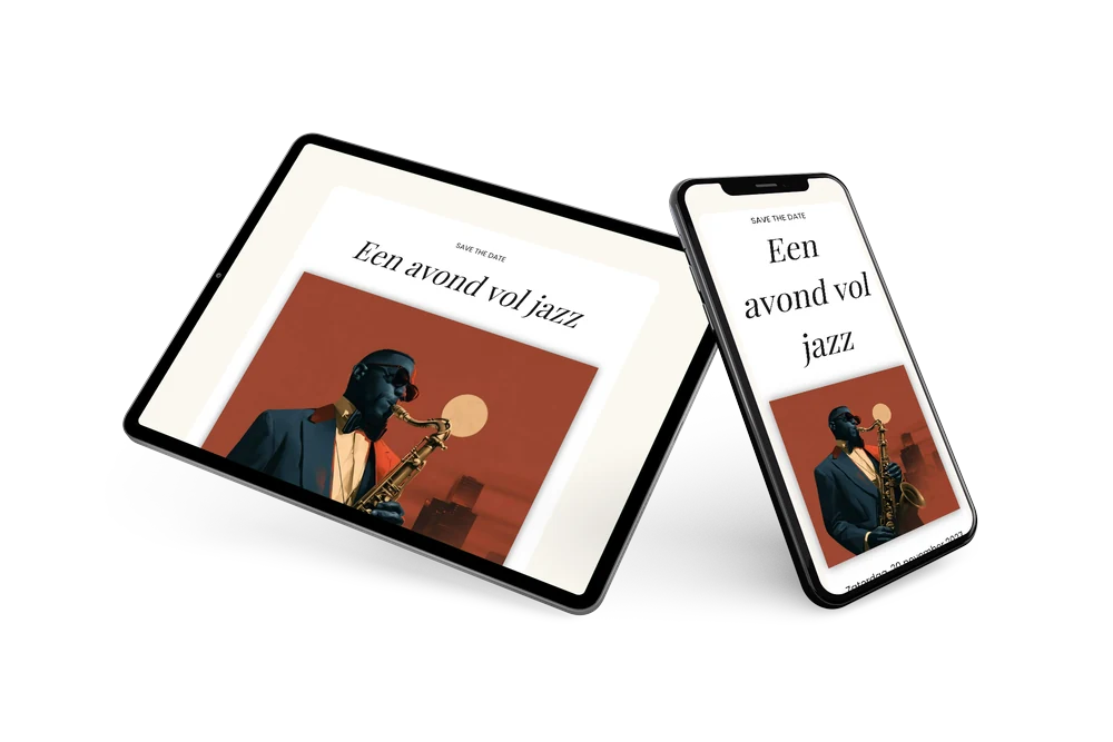 Roestrode save the date voor een jazzavond &ndash; voorbeeld 2