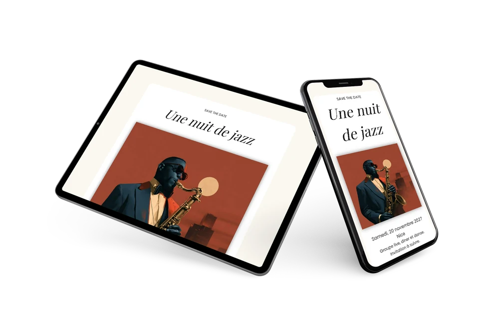 Save the date soirée jazz rouge rouille &ndash; exemple 2