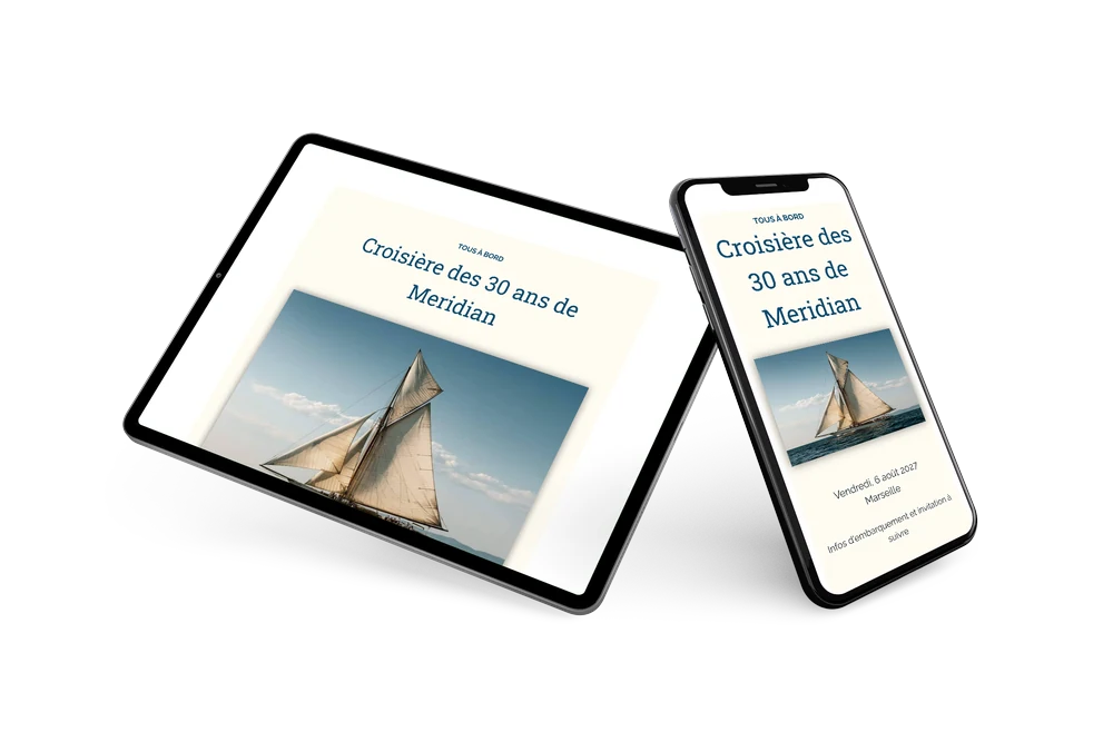 Save the date croisière en voilier bleu océan &ndash; exemple 2