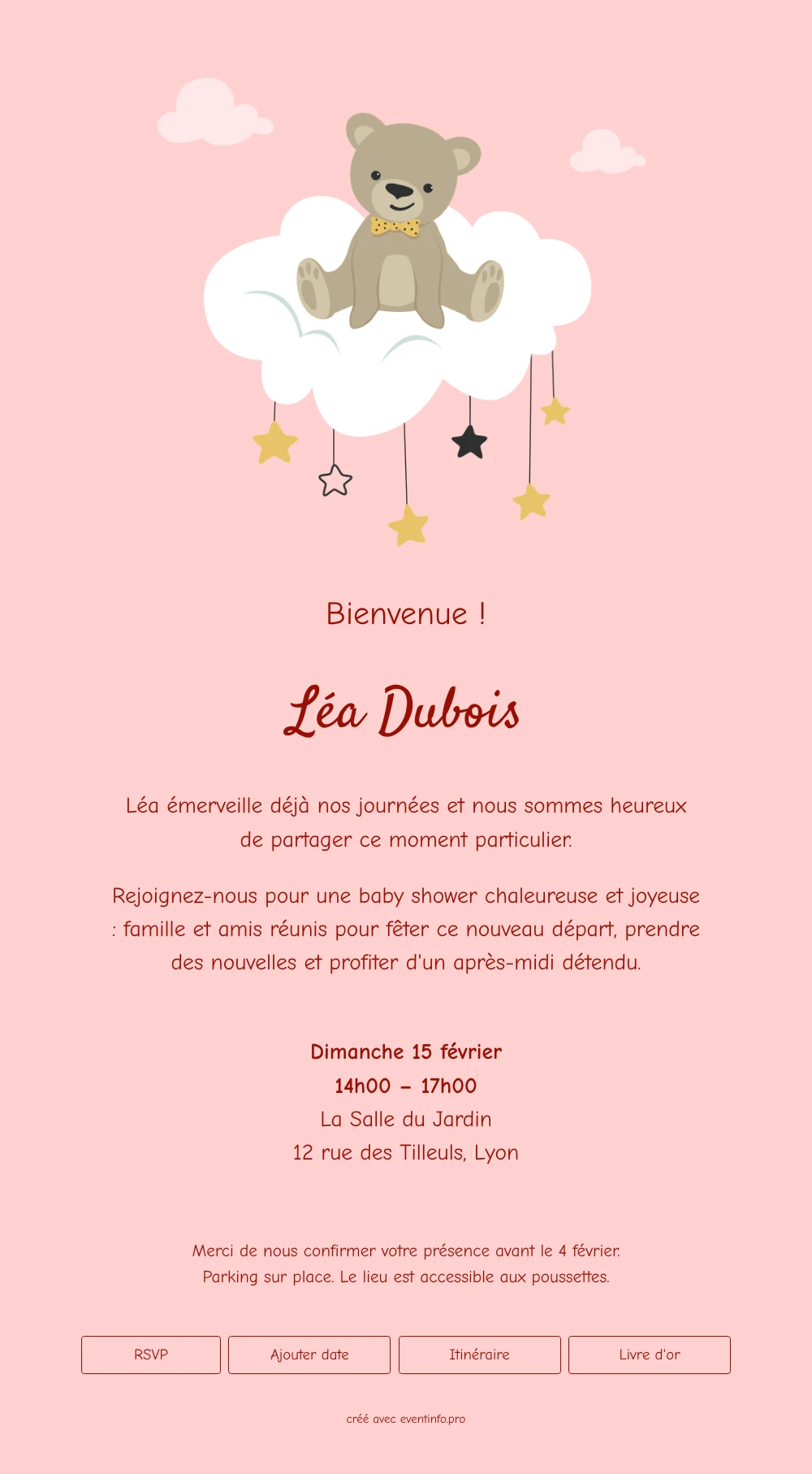 Faire-part de naissance ludique avec un ourson &ndash; exemple 1