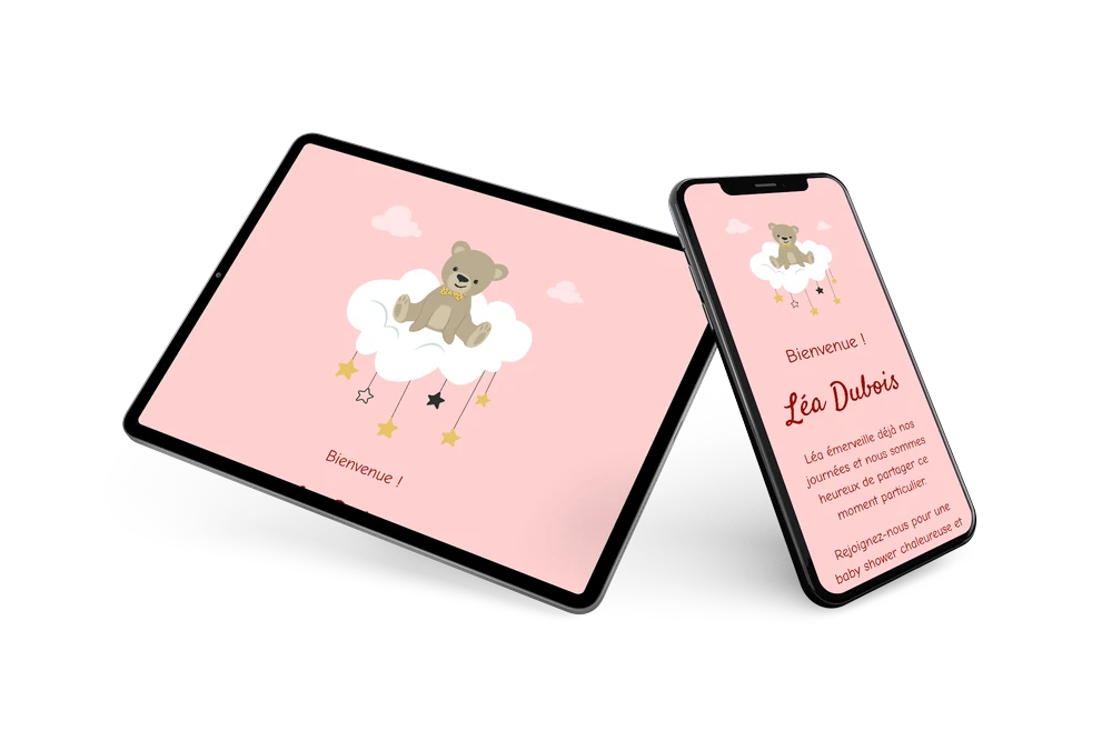 Faire-part de naissance ludique avec un ourson &ndash; exemple 2