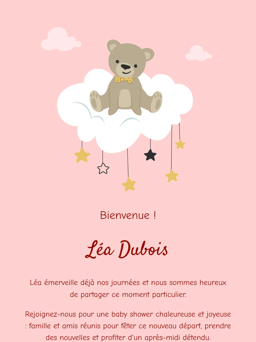 Faire-part de naissance ludique avec un ourson