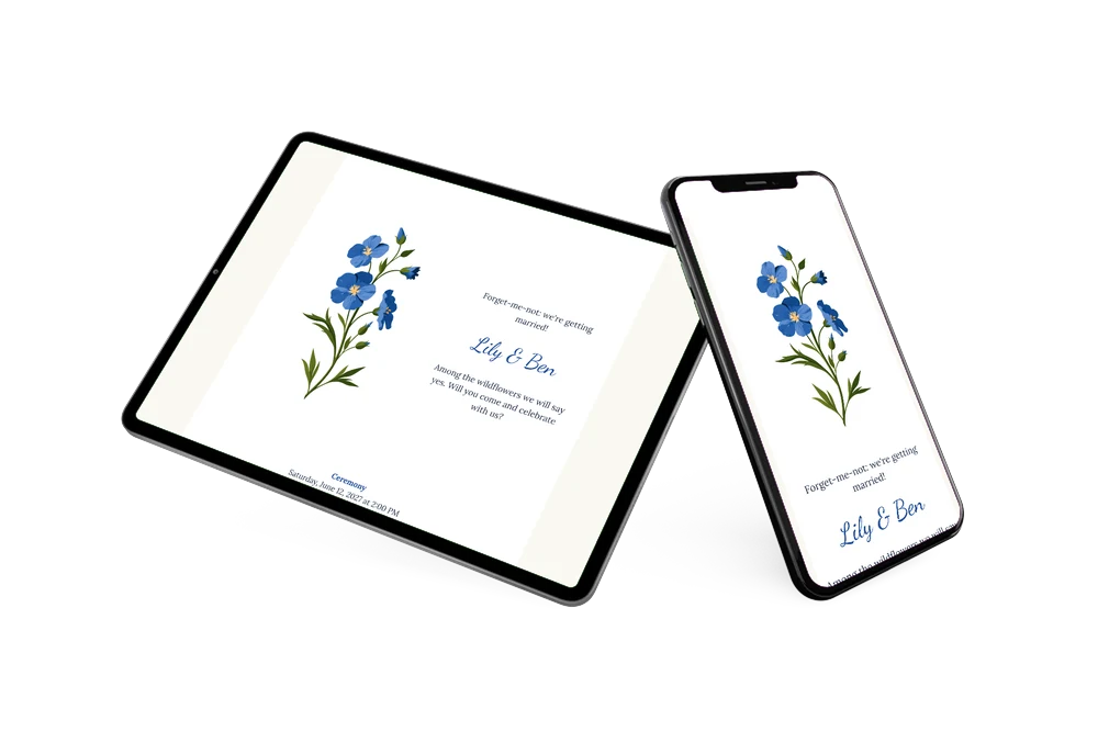 Create a white forget-me-not wedding invitation &ndash; example 2