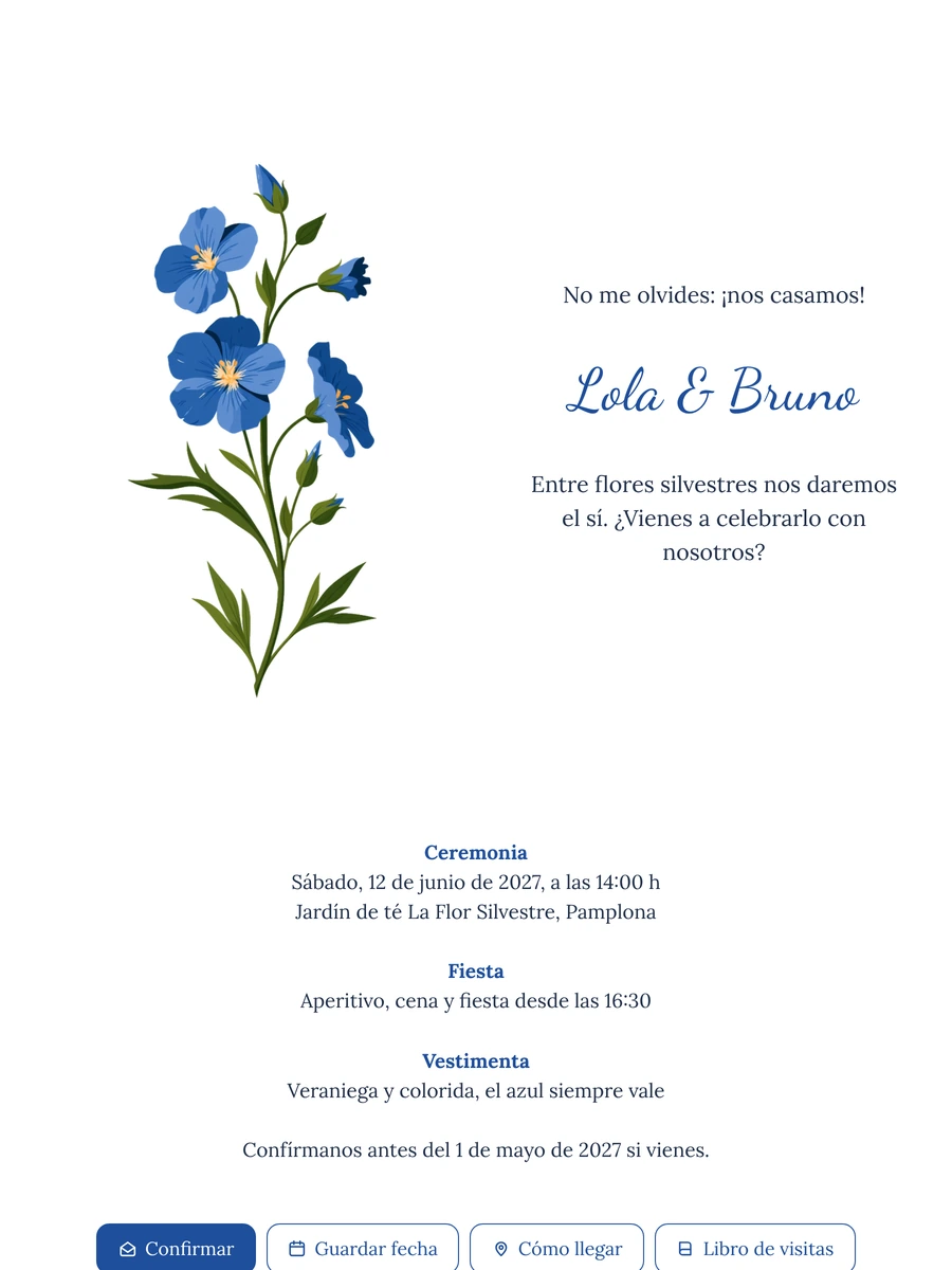 Crear una invitación de boda con nomeolvides