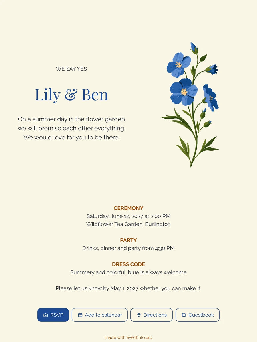 Make a butter yellow wildflower wedding invitation