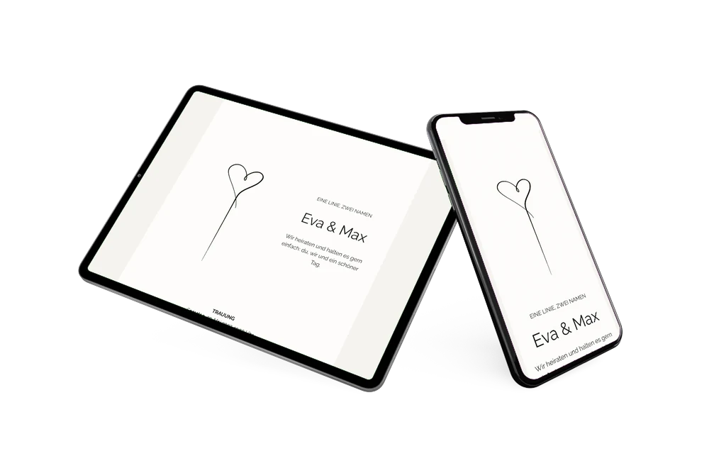 Hochzeitseinladung mit Linienherz in Schwarz-Weiß erstellen &ndash; Beispiel 2