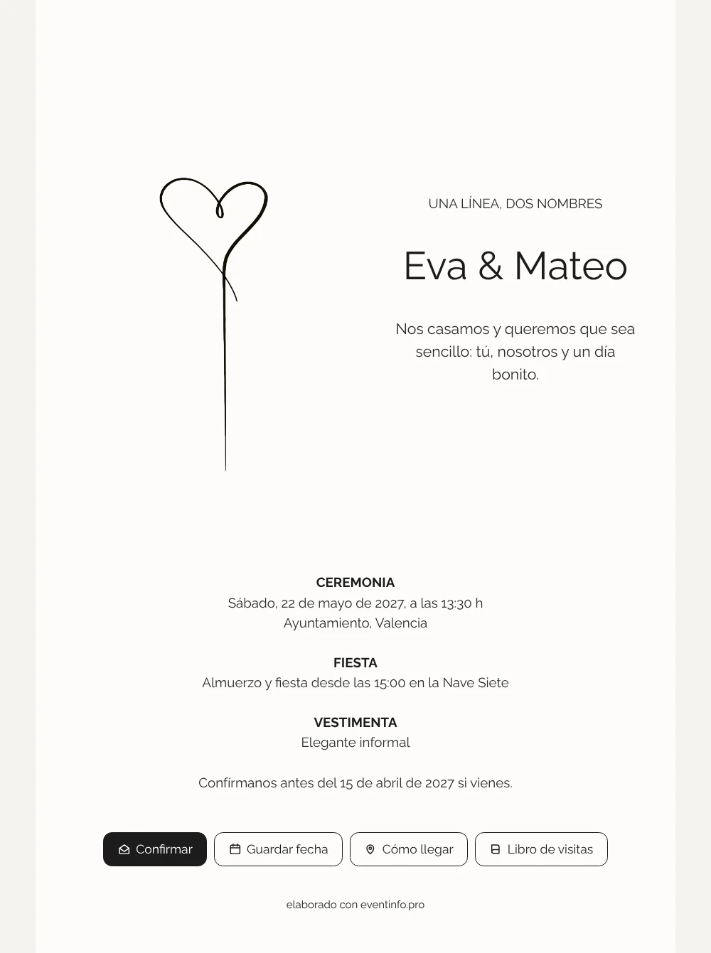 Crear una invitación de boda minimalista &ndash; ejemplo 1