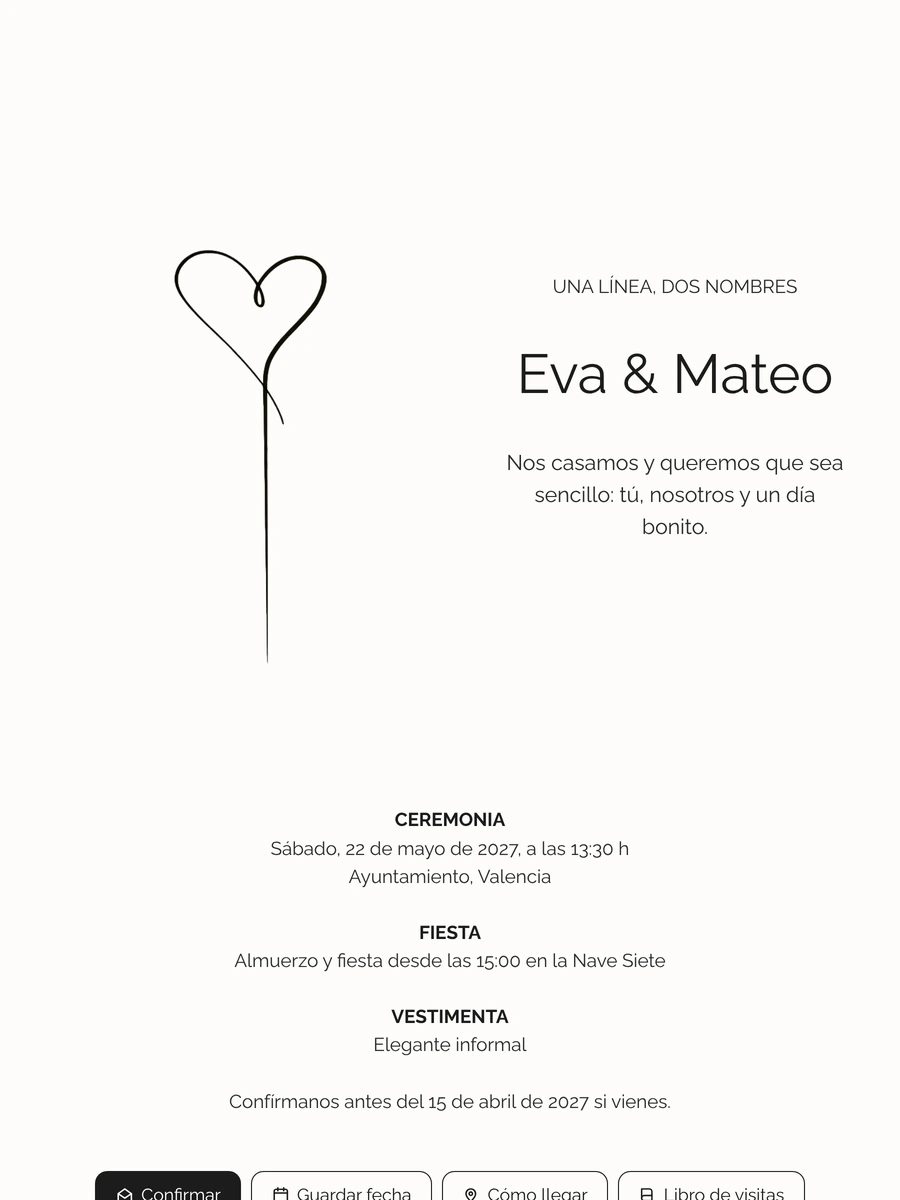 Crear una invitación de boda minimalista