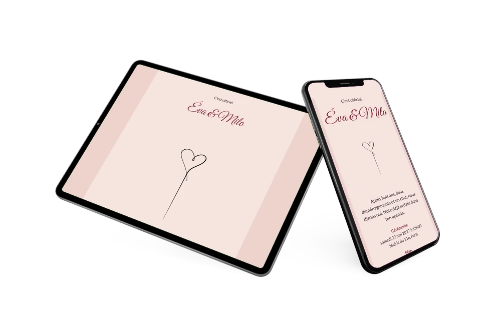 Envoyer un faire-part rose au cœur &ndash; exemple 2