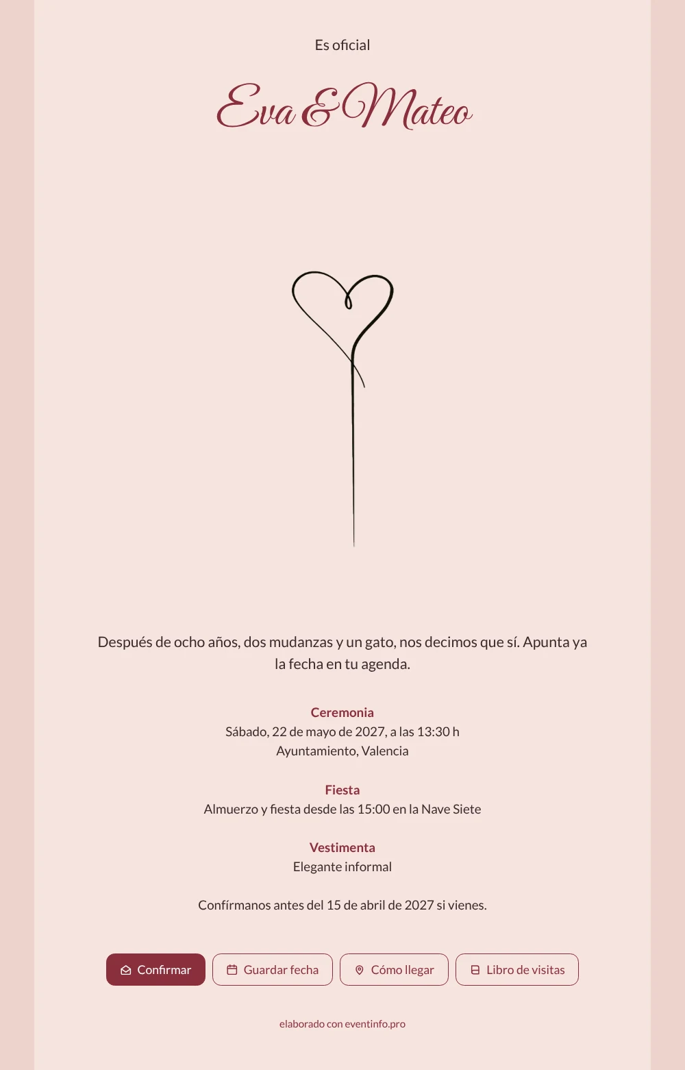 Enviar una invitación de boda rosa &ndash; ejemplo 1