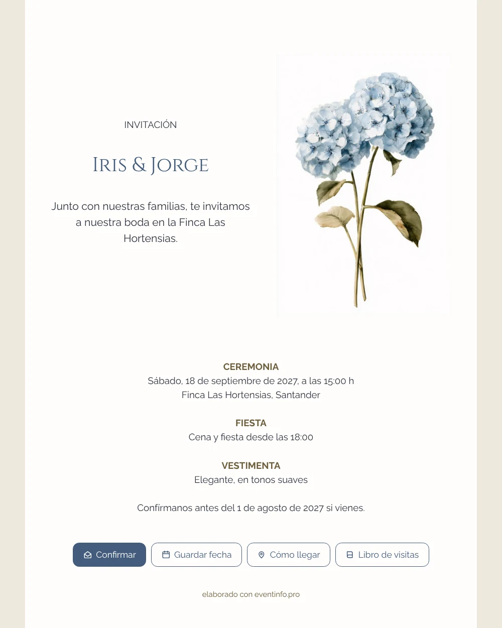 Crear una invitación clásica con hortensias &ndash; ejemplo 1