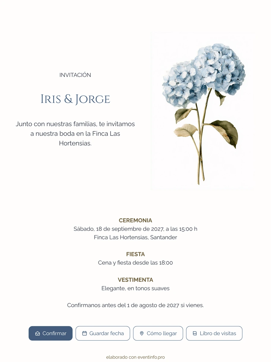 Crear una invitación clásica con hortensias