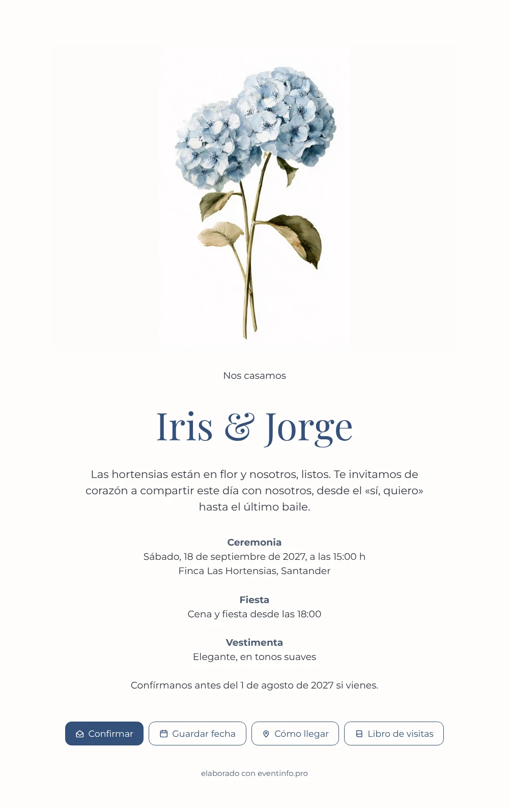 Enviar una invitación de boda azul empolvado &ndash; ejemplo 1