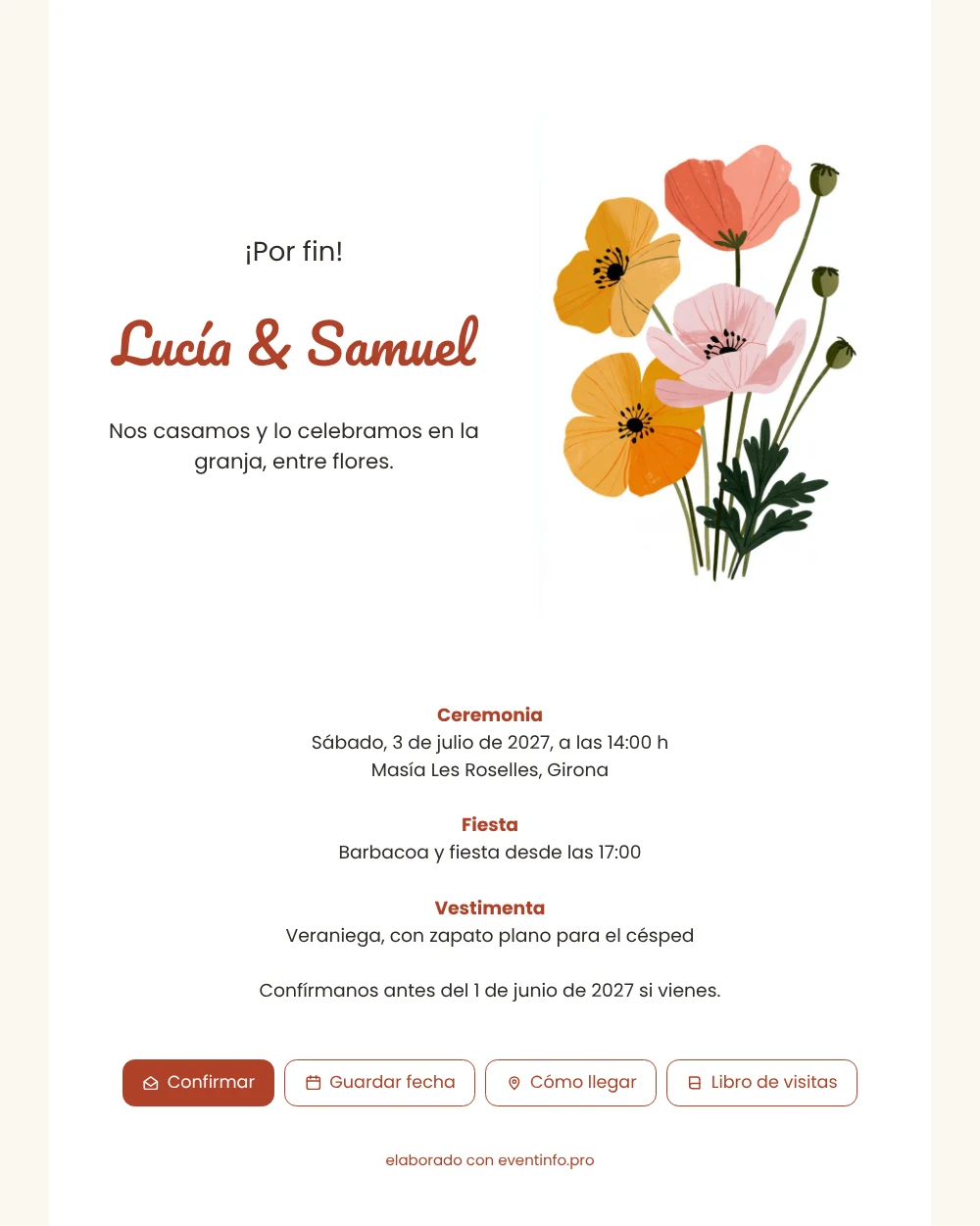 Crear una invitación de boda con amapolas &ndash; ejemplo 1