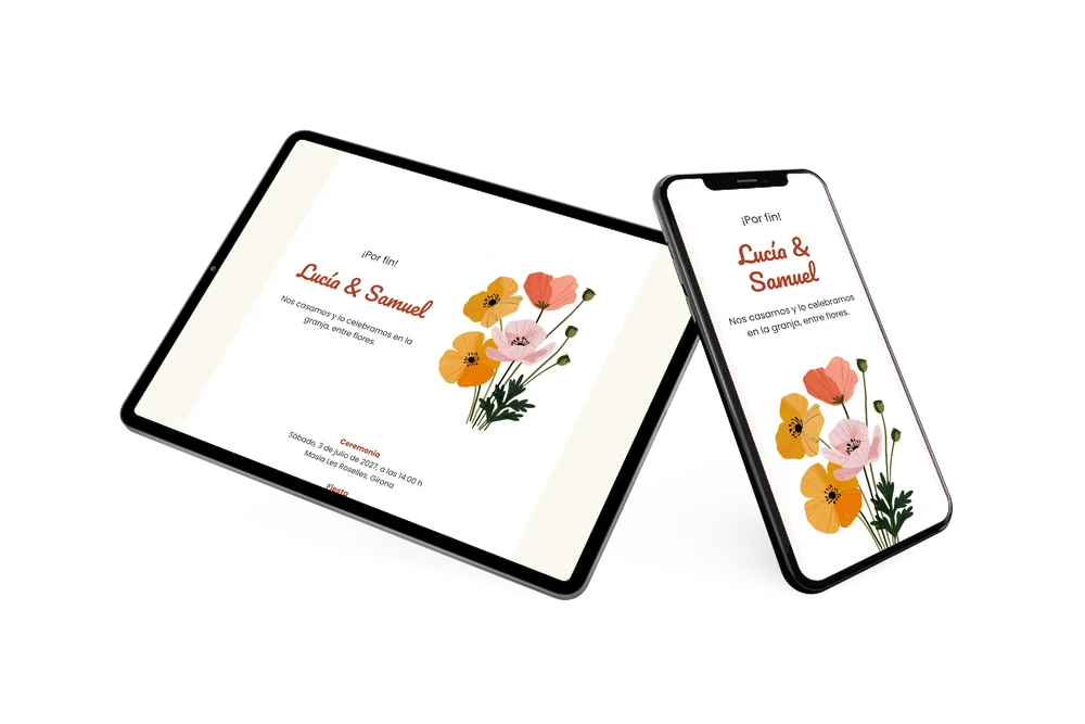 Crear una invitación de boda con amapolas &ndash; ejemplo 2