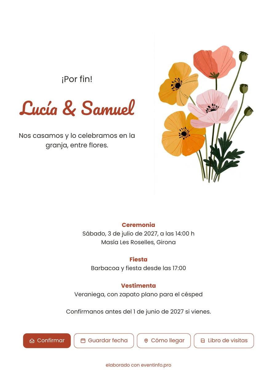 Crear una invitación de boda con amapolas