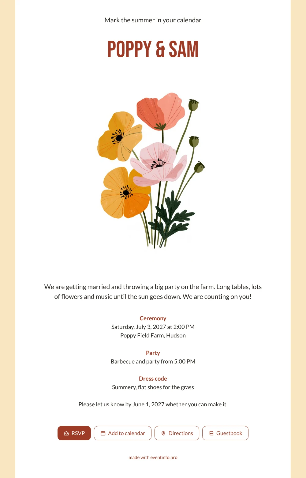 Create a summer farm wedding invitation &ndash; example 1