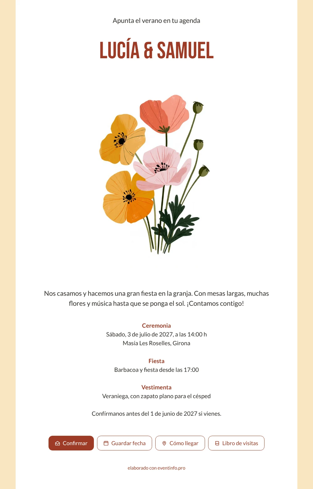Crear una invitación de boda veraniega &ndash; ejemplo 1