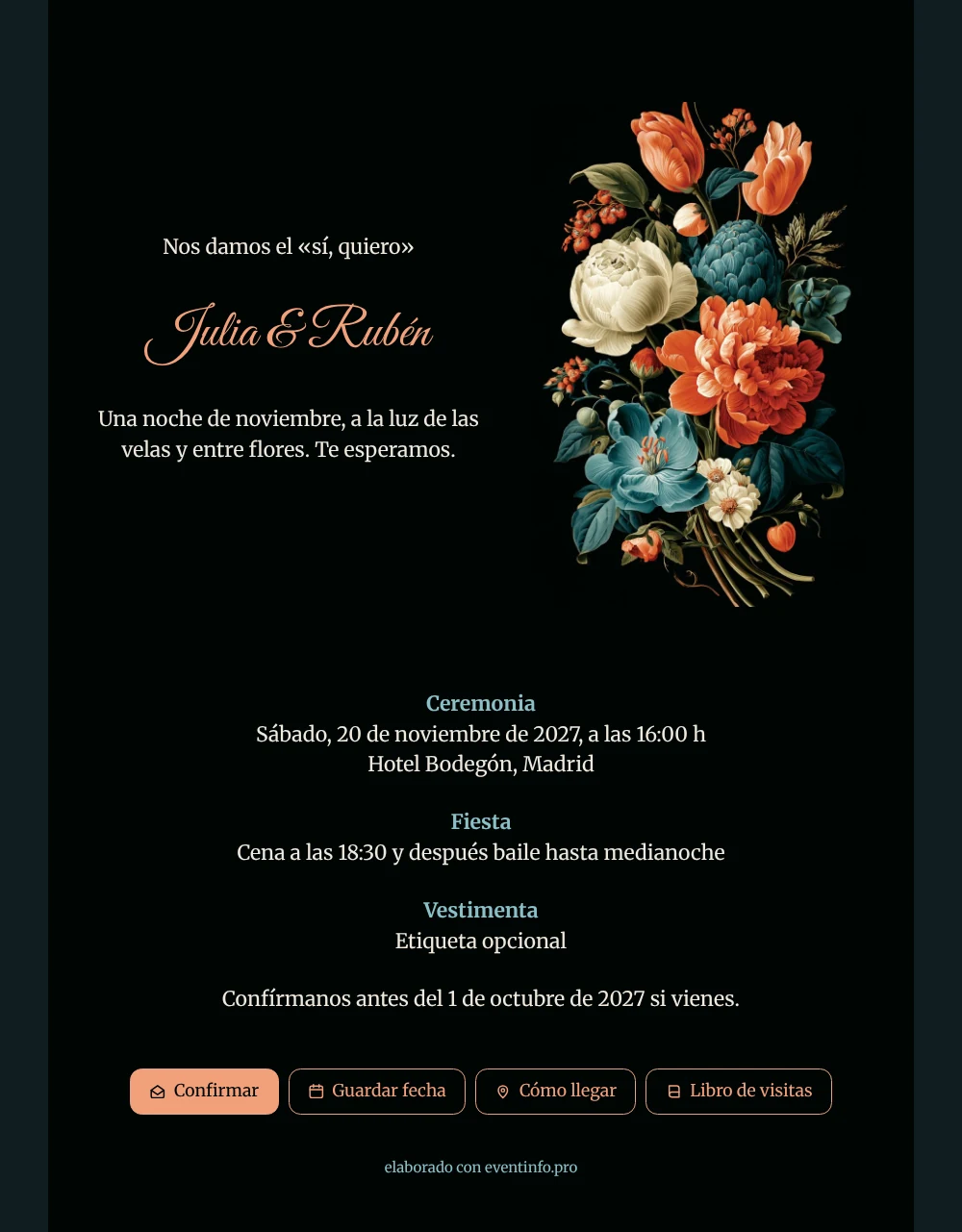 Enviar una invitación de boda negra &ndash; ejemplo 1