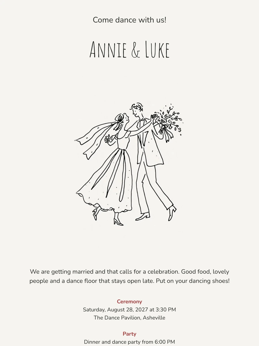 Make a cheerful dance-floor wedding invitation