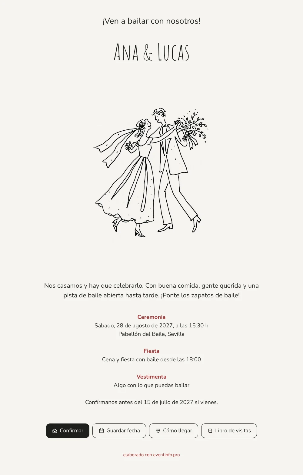 Crear una invitación de boda con baile &ndash; ejemplo 1