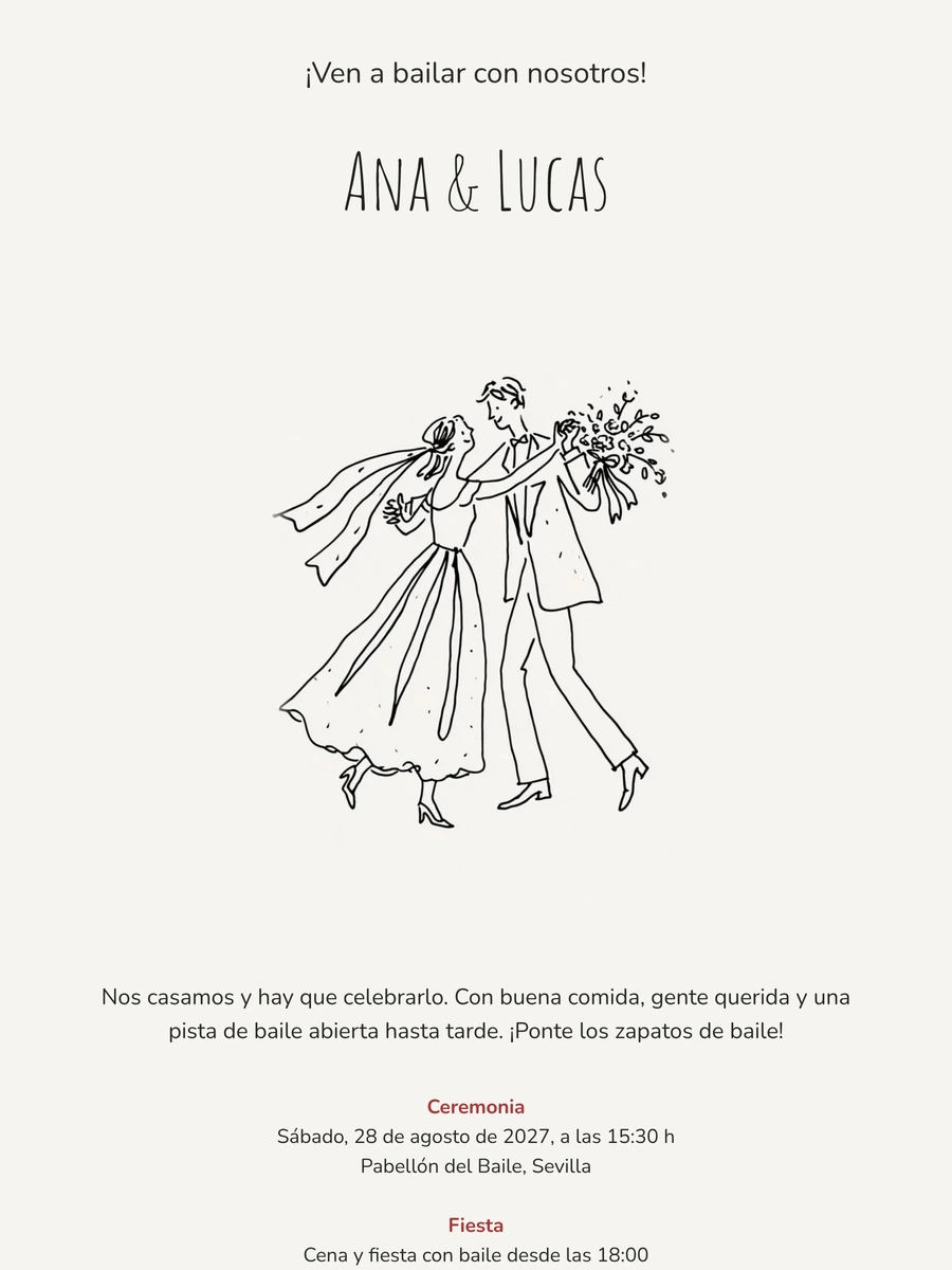 Crear una invitación de boda con baile