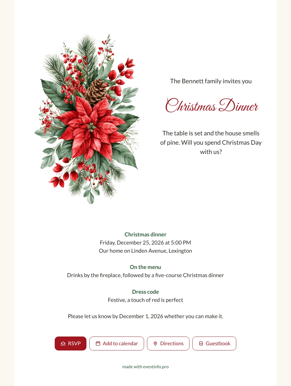 Create a white Christmas dinner invitation &ndash; example 1