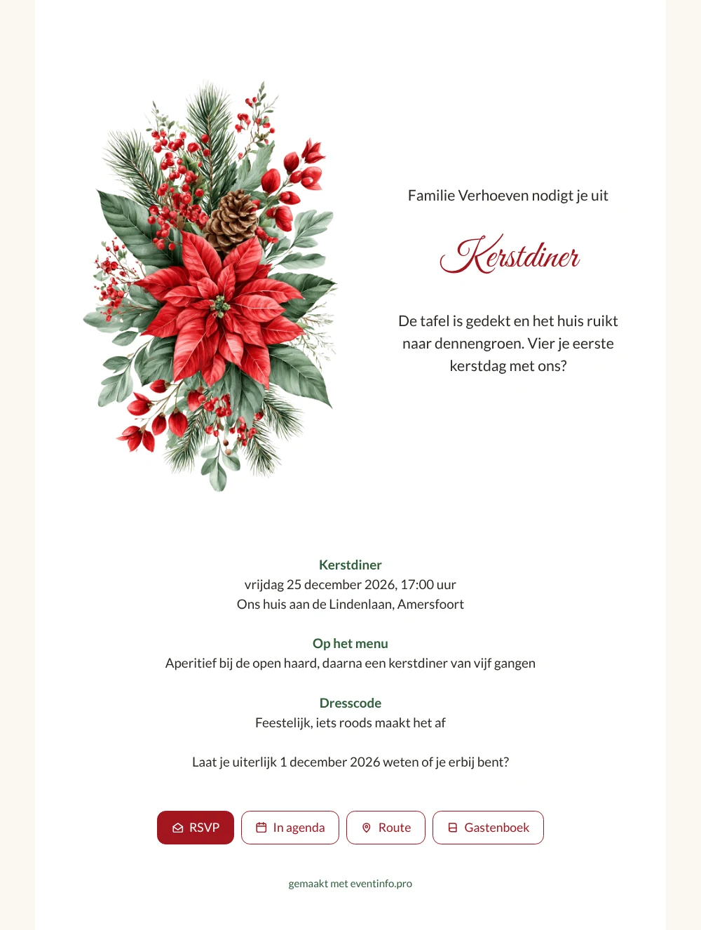 Witte kerstuitnodiging voor het kerstdiner maken &ndash; voorbeeld 1