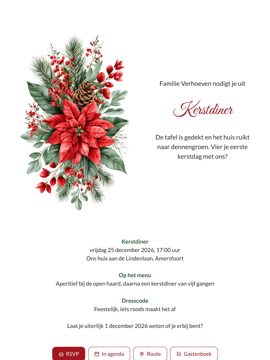 Witte kerstuitnodiging voor het kerstdiner maken