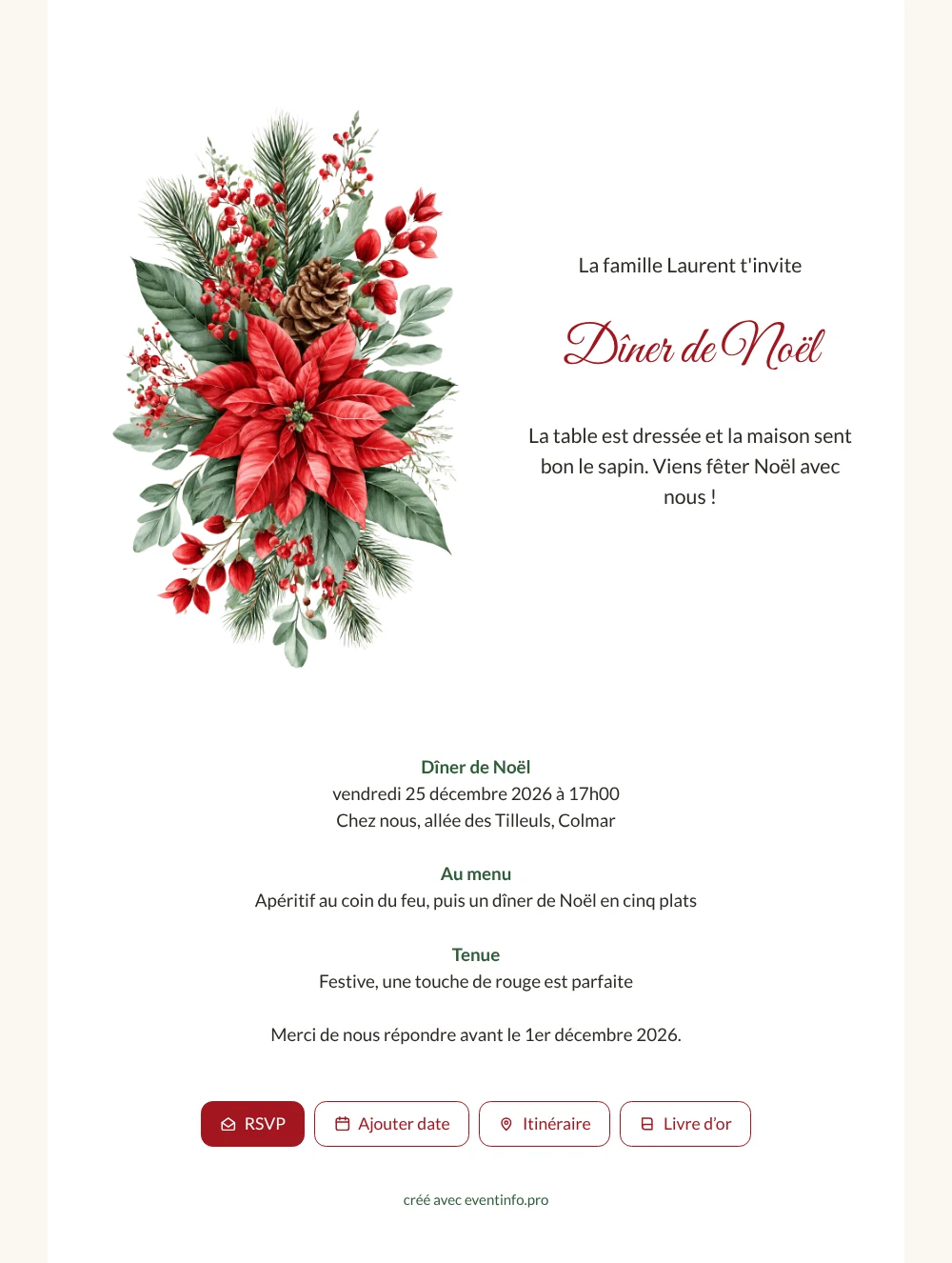 Créer une invitation au dîner de Noël &ndash; exemple 1