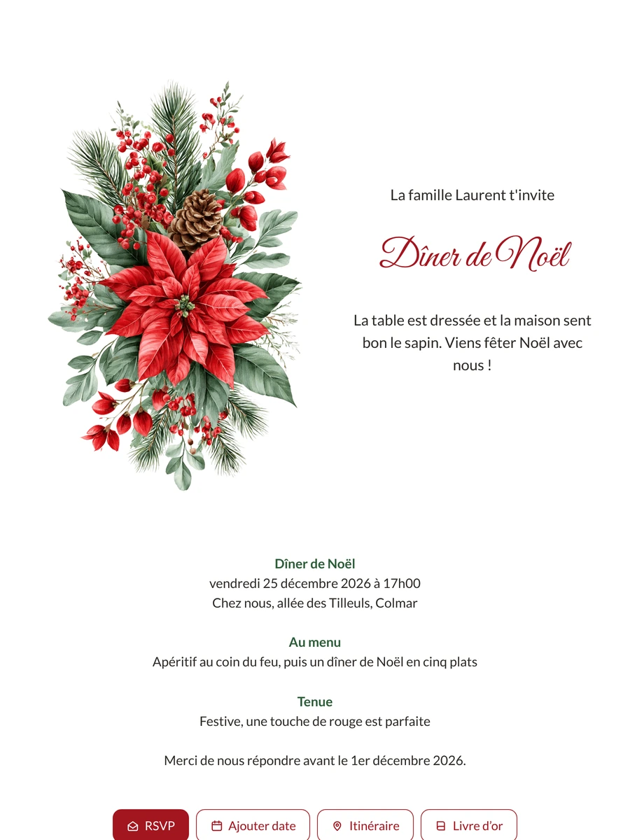 Créer une invitation au dîner de Noël