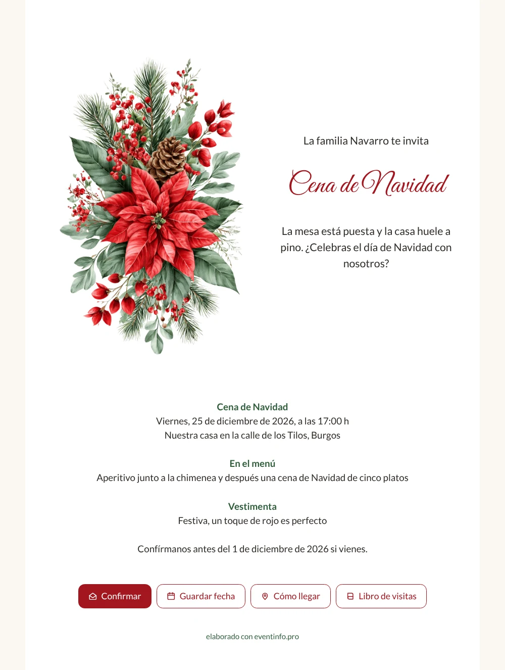 Crear una invitación para la cena navideña &ndash; ejemplo 1