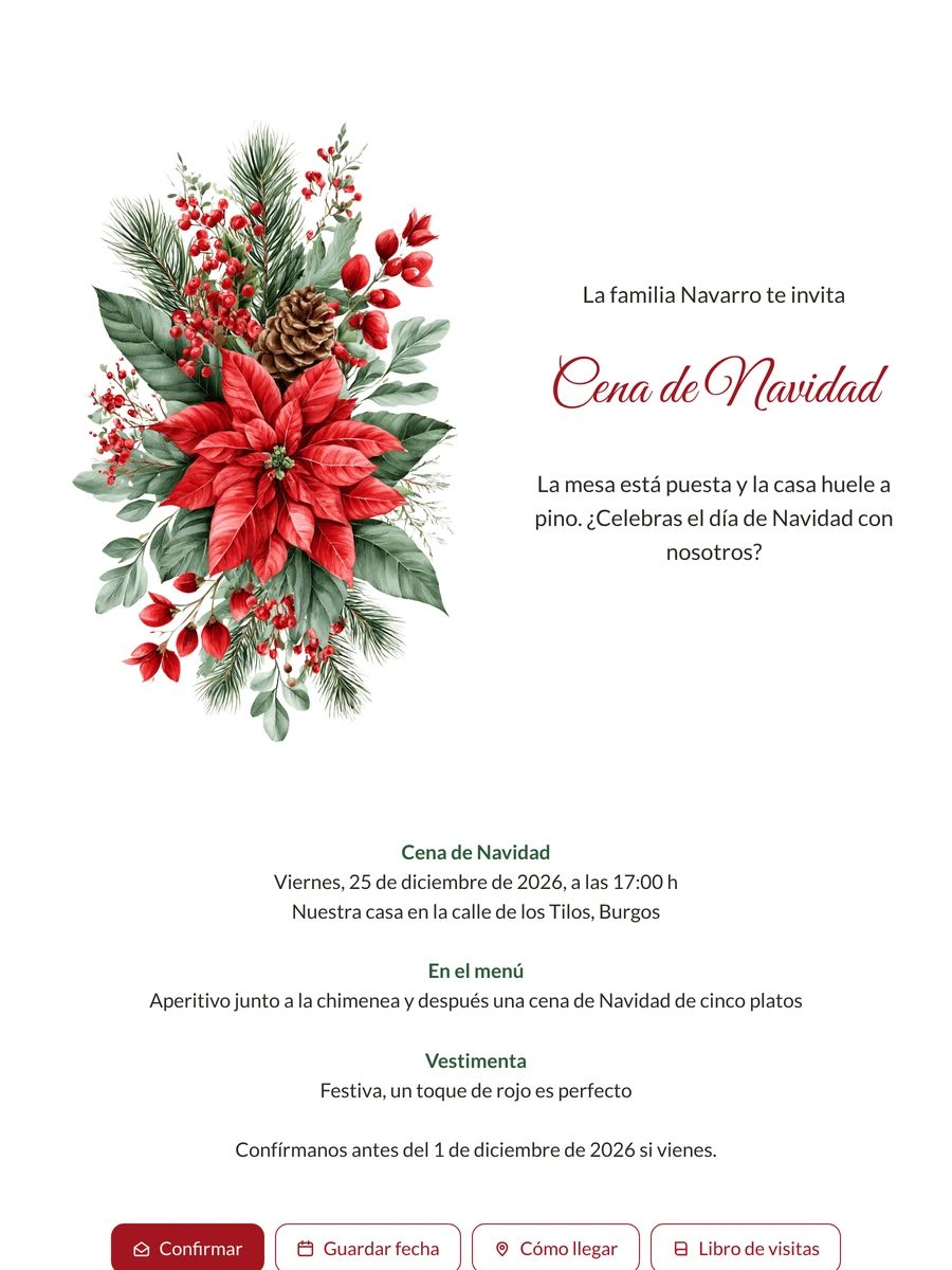 Crear una invitación para la cena navideña