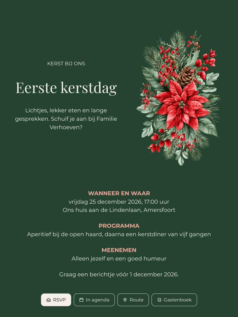 Groene kerstuitnodiging met kerstster versturen