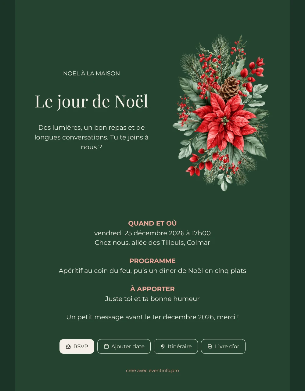 Envoyer une invitation de Noël vert sapin &ndash; exemple 1