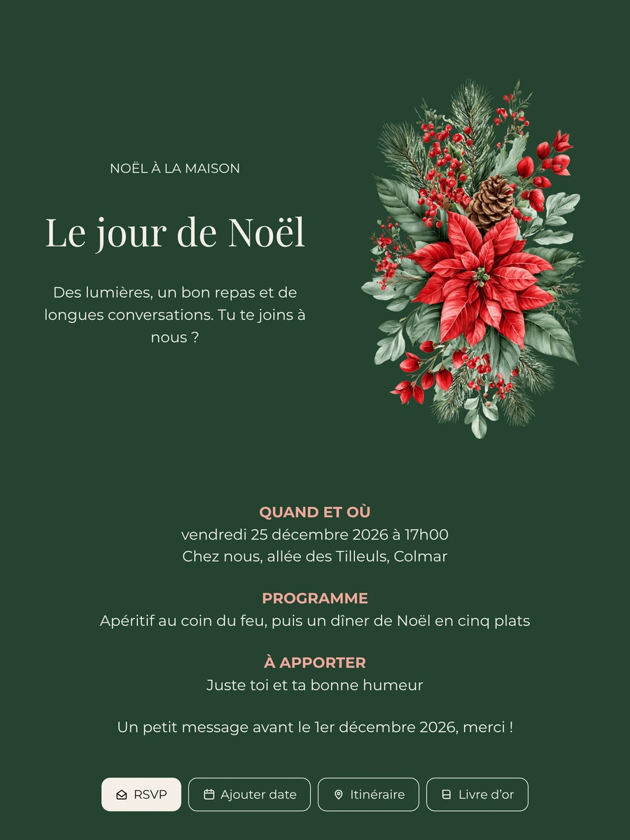 Envoyer une invitation de Noël vert sapin