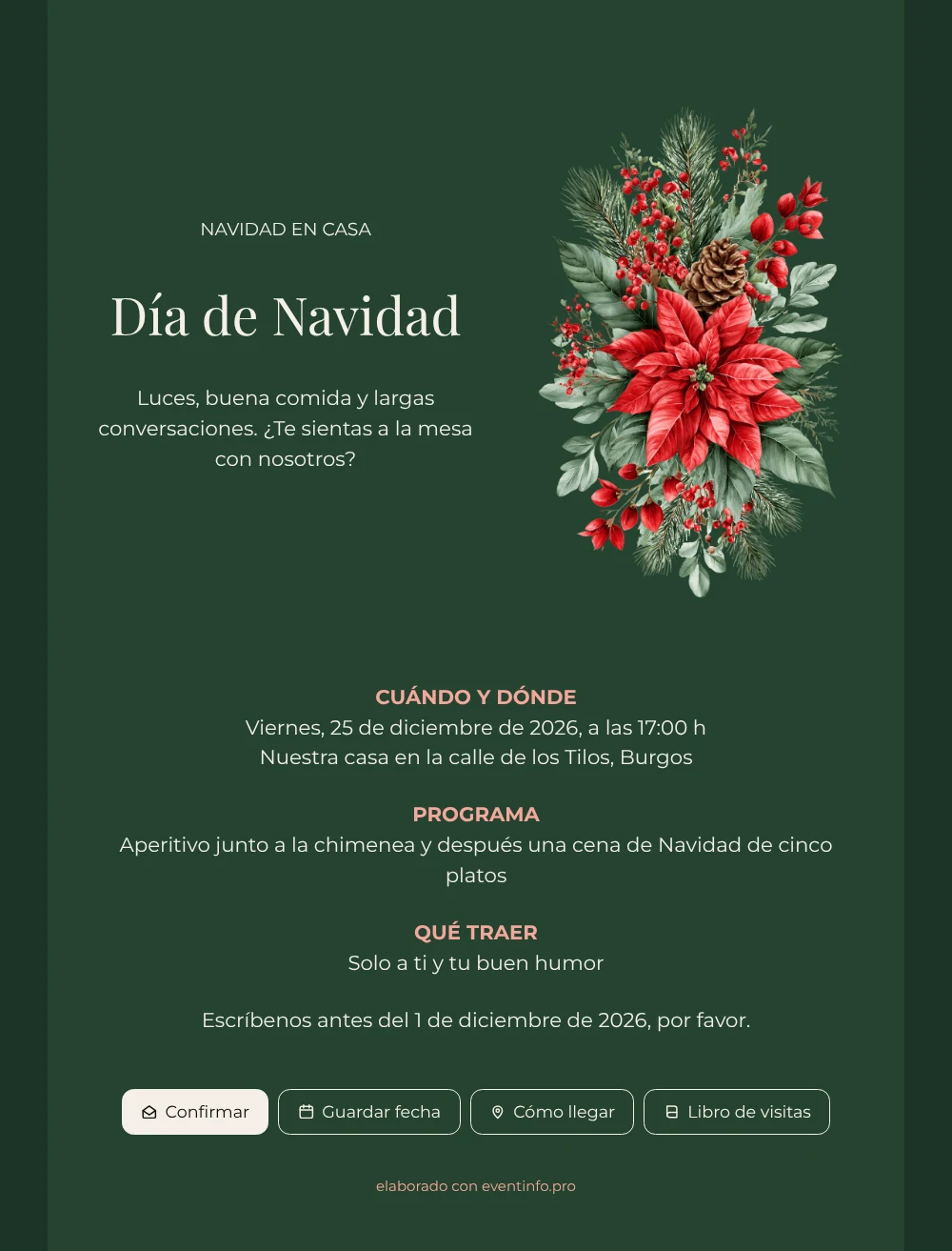 Enviar una invitación navideña verde pino &ndash; ejemplo 1