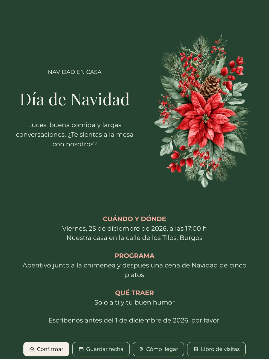 Enviar una invitación navideña verde pino