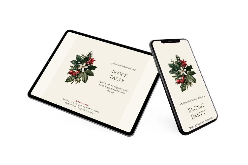 Make a holly block party invitation &ndash; example 2