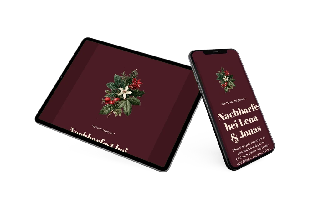 Weinrote Weihnachtseinladung für Nachbarn erstellen &ndash; Beispiel 2