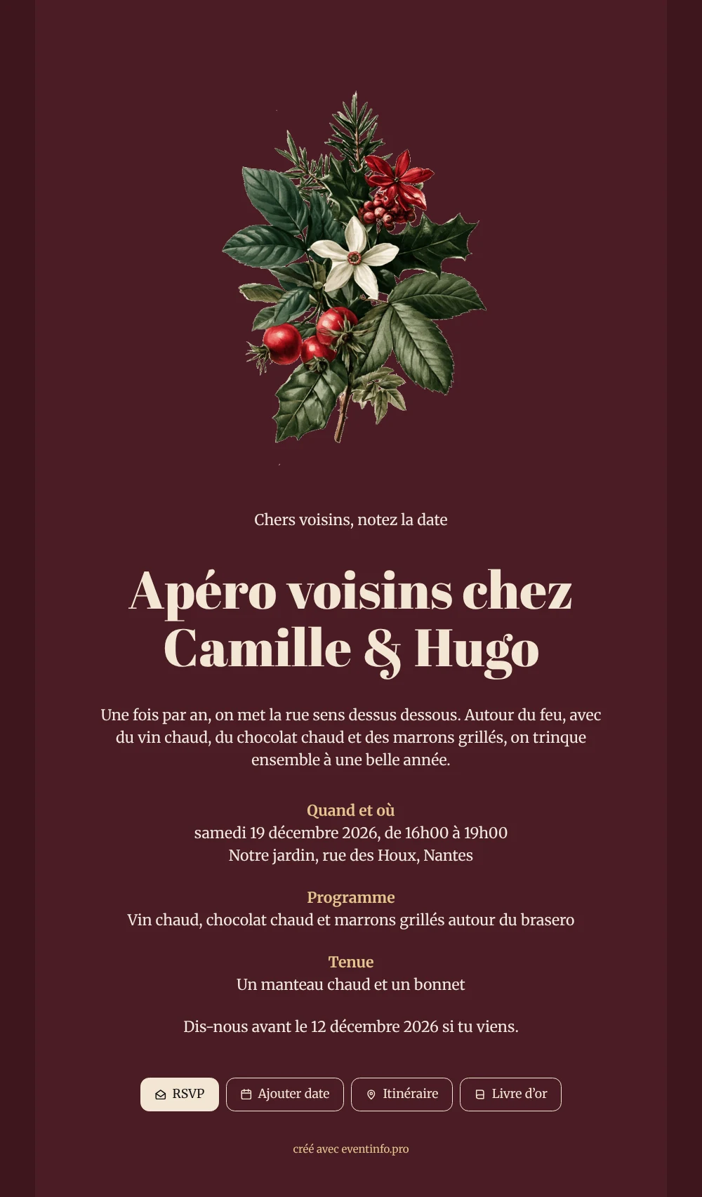 Créer une invitation d’apéro entre voisins &ndash; exemple 1