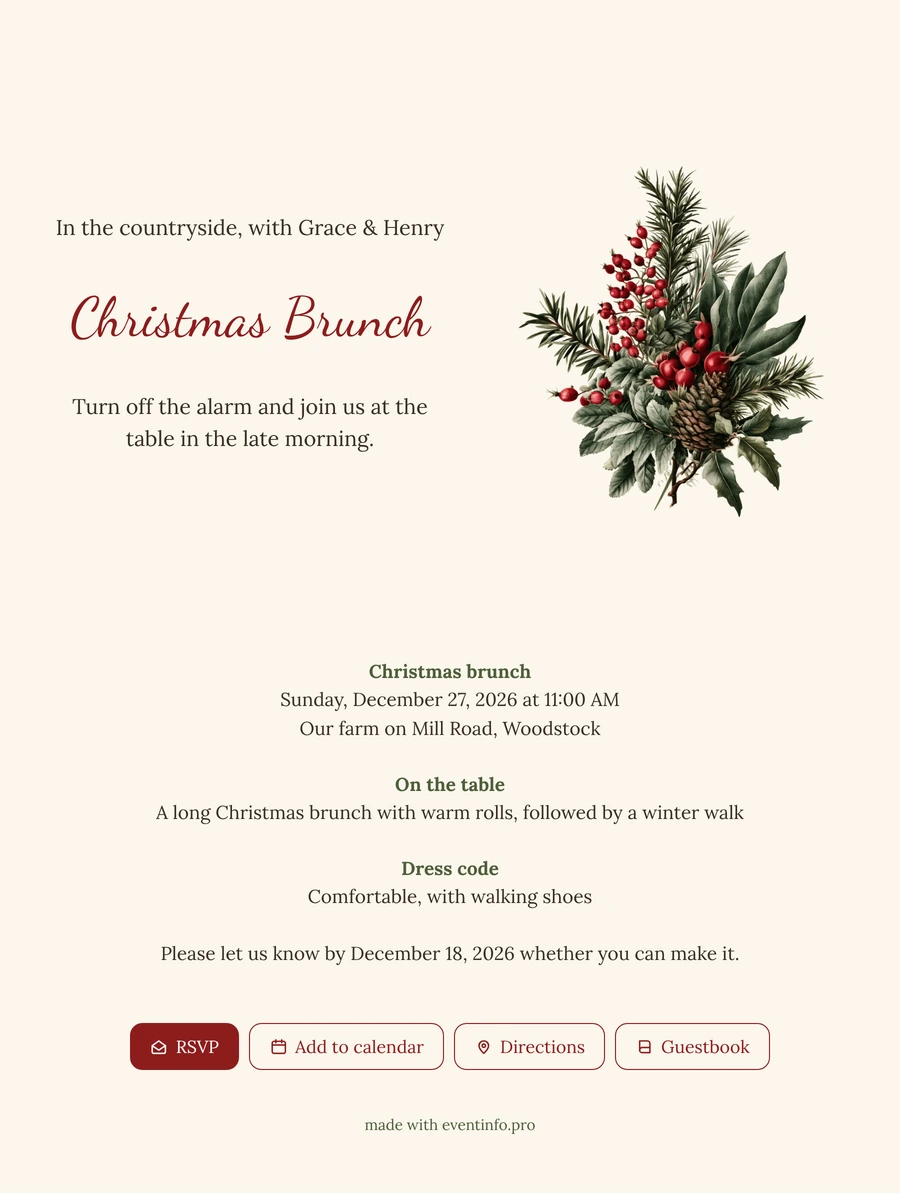 Make a farmhouse Christmas brunch invitation