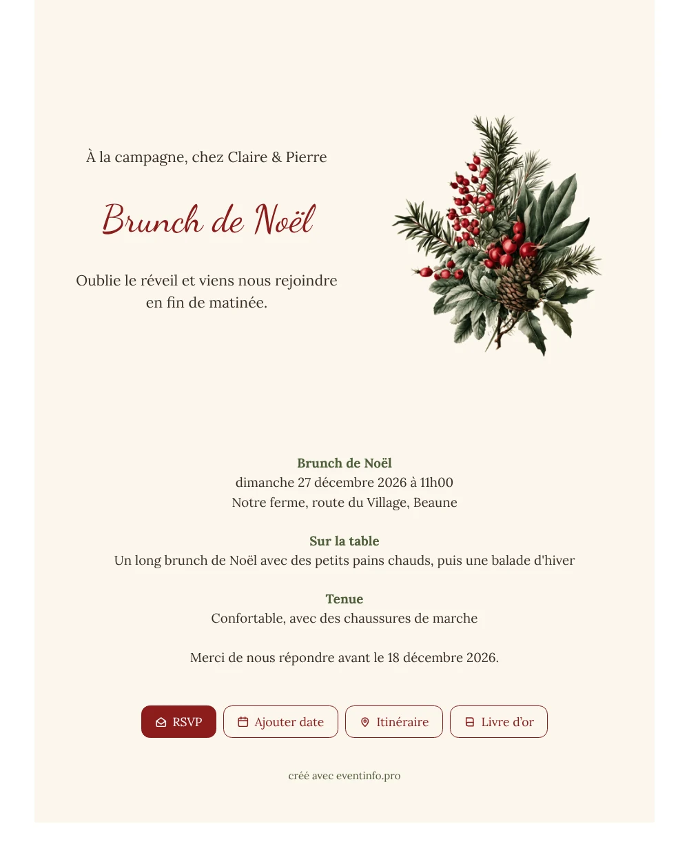 Créer une invitation crème aux cynorhodons &ndash; exemple 1