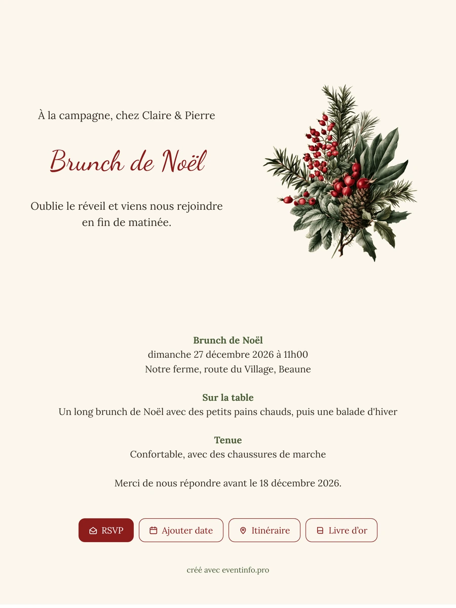 Créer une invitation crème aux cynorhodons