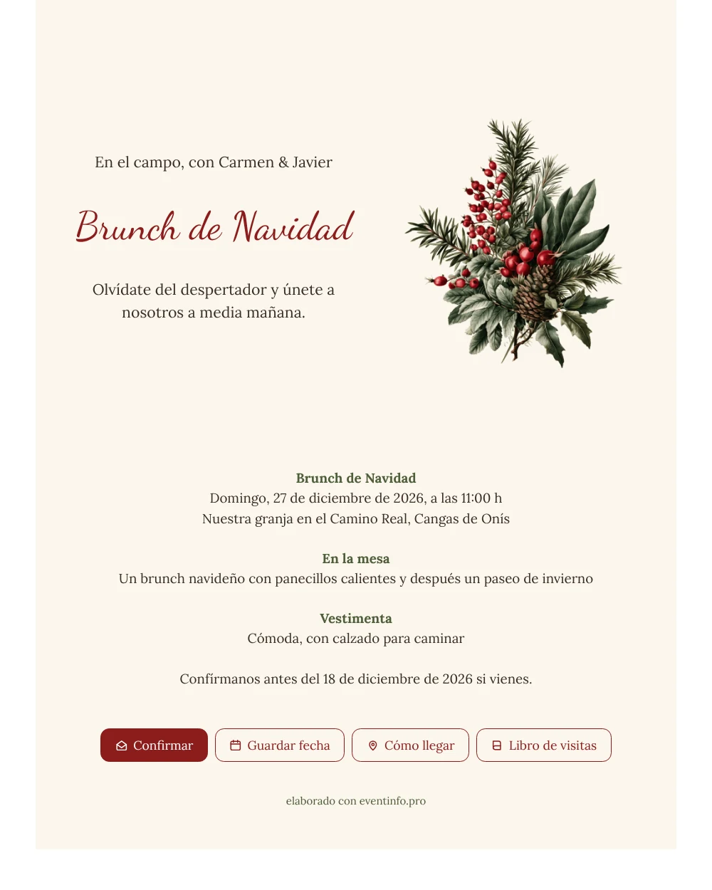 Crea una invitación de brunch con escaramujos &ndash; ejemplo 1