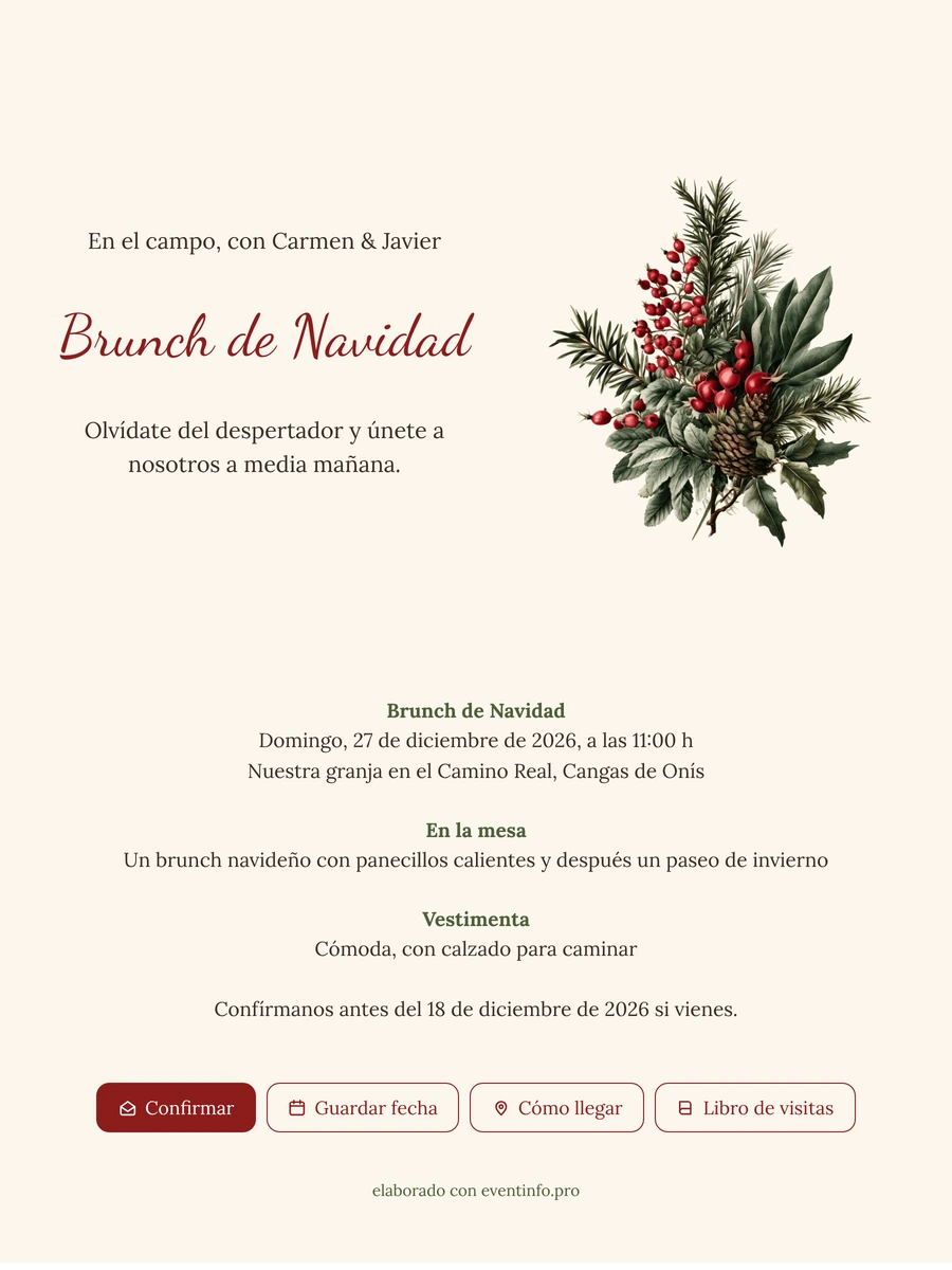 Crea una invitación de brunch con escaramujos