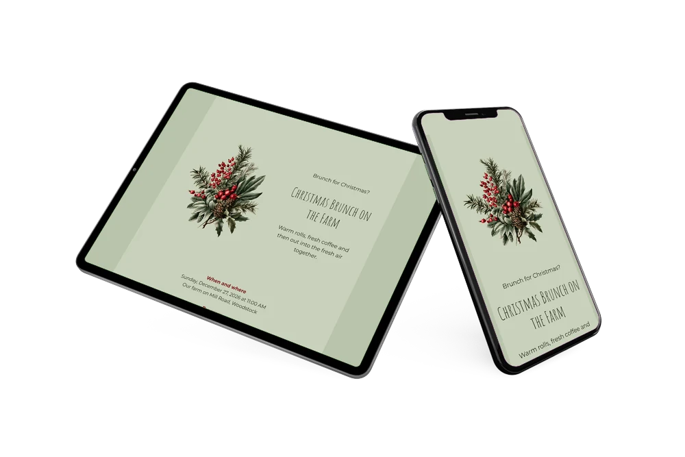 Create a sage green Christmas brunch invite &ndash; example 2