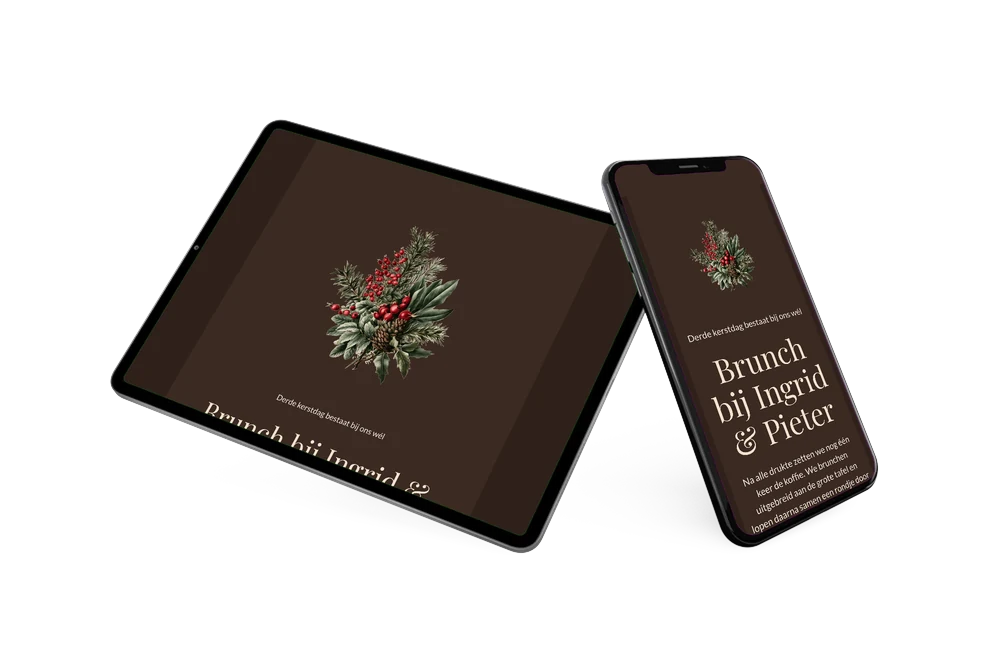 Kerstbrunch-uitnodiging met vintage boeket maken &ndash; voorbeeld 2
