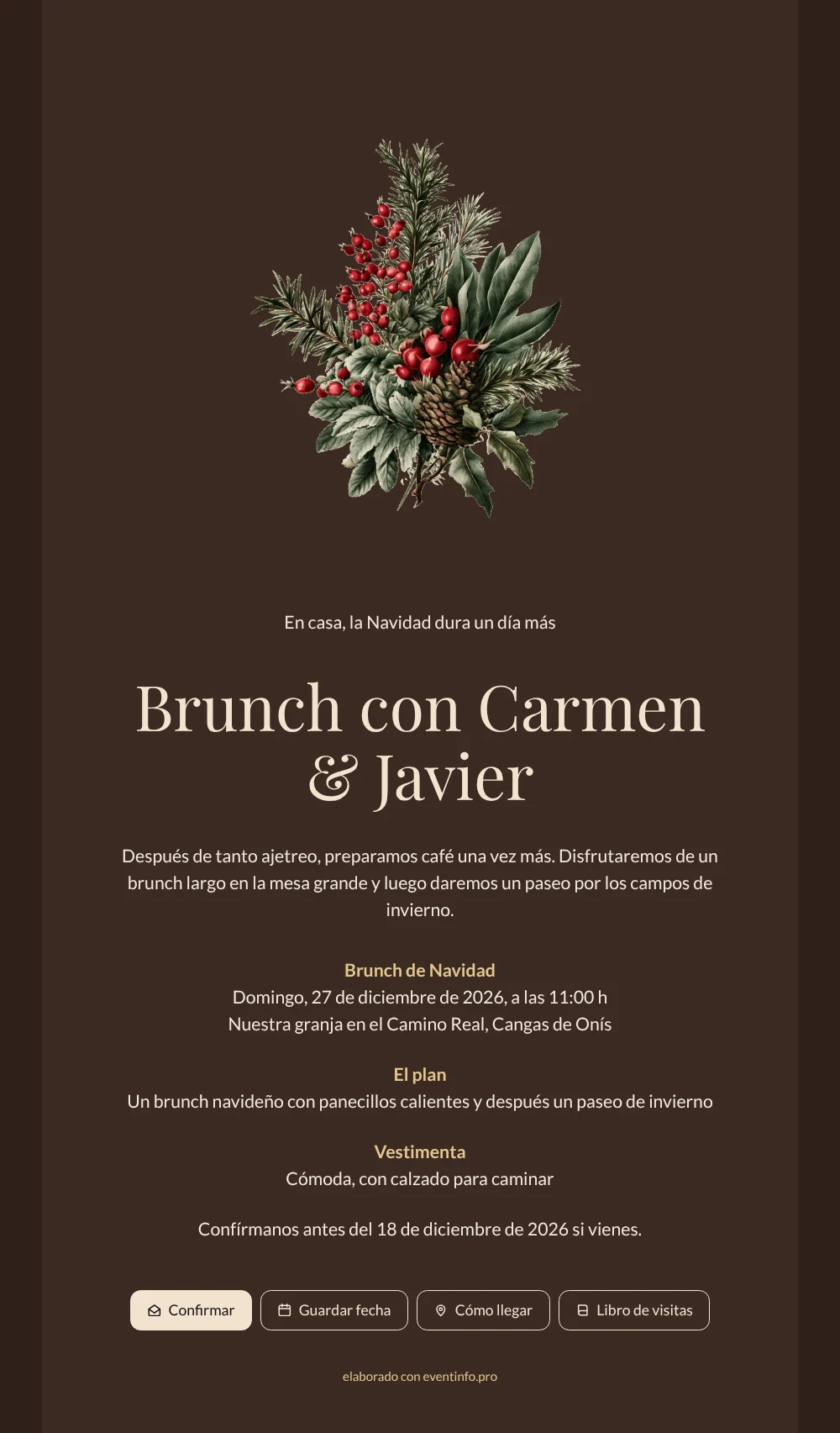 Crear una invitación de brunch navideño &ndash; ejemplo 1
