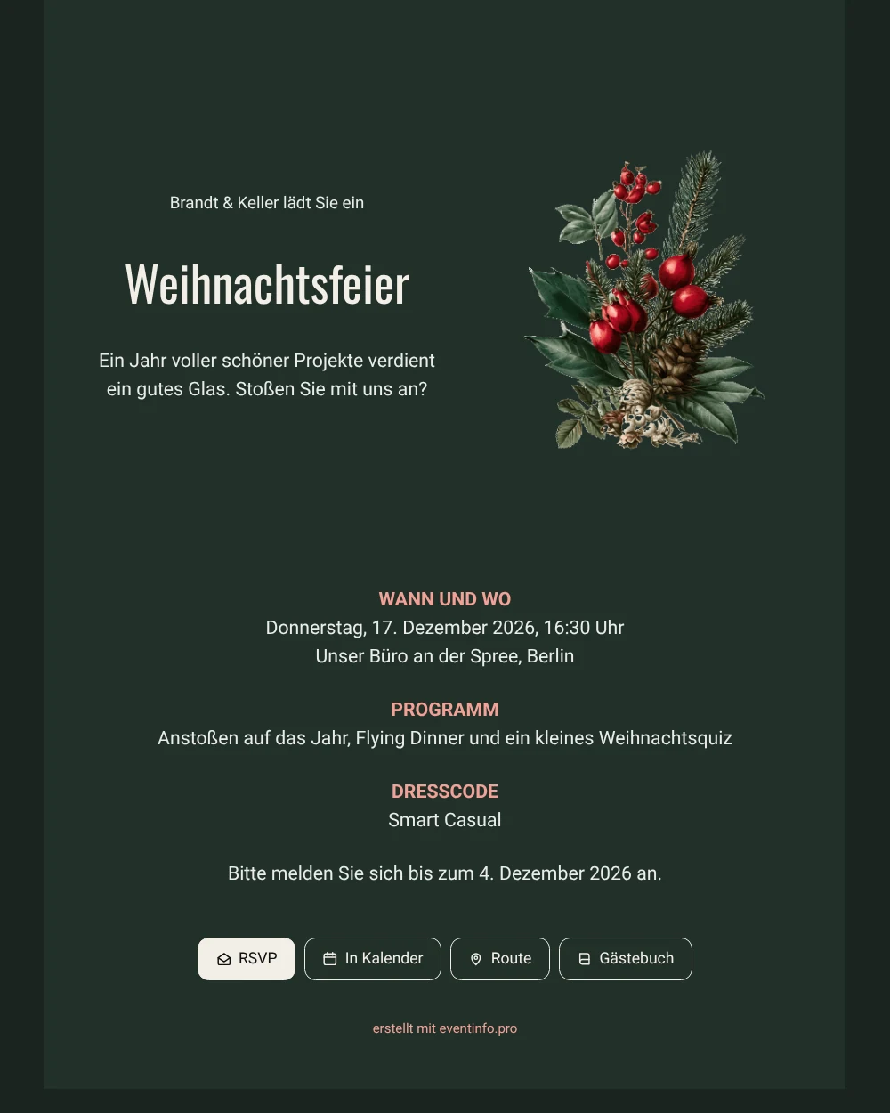 Weihnachtseinladung für Firmen in Versalien erstellen &ndash; Beispiel 1